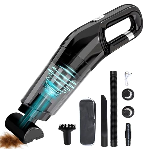Powerful Handheld Vacuum, Pet Cleaner, 5000pa USB Vacuums with Rechargeable, Cordless Suction Vacuum, Removal with Compact Design, Pet for Car and Home Sturdy Materials - color: Black