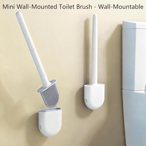 Silicone Toilet Brush Set, Rv Toilet Cleaner Brush, Wall Mounted Holder, Anti-Drip Design, Flexible Bristles for Easy Cleaning, Suitable for Various Usage scenarios (Green) - color: Green