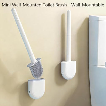 Silicone Toilet Brush Set, Rv Toilet Cleaner Brush, Wall Mounted Holder, Anti-Drip Design, Flexible Bristles for Easy Cleaning, Suitable for Various Usage scenarios (Blue) - color: Blue