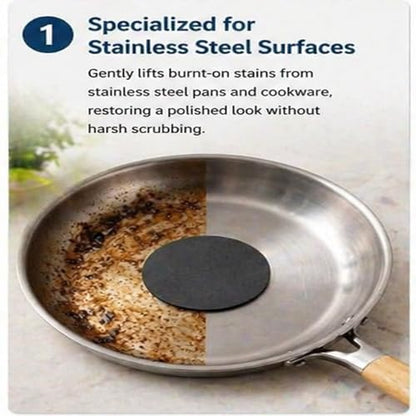 Steeli Stainless Steel Sponge for Pans & Cookware, Kitchen Scrubber for Burnt-On Stains, Gentle on Surfaces, Restores Shine, 3-Pack Cleaning Pads (3)