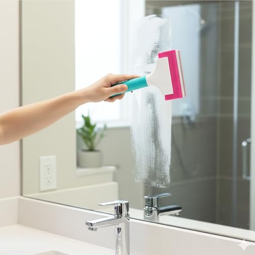 2-Pack Rubber Squeegee with Long Handle, 5-Inch Width Soft Water Blade for Car Window Tinting, Vinyl Wrap Tool & Kitchen Countertop – Scratch-Free, Anti-Slip Grip (Pink & Blue)