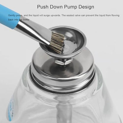 5 Oz/ 150ml Glass Push Down Pump Dispenser Bottle With Cap Push Down Glass Empty Pump Dispenser for Alcohol Makeup Clear Refillable Bottle Hand Pumping Press Container - color: Clear - 150ml - Round - 1pcs