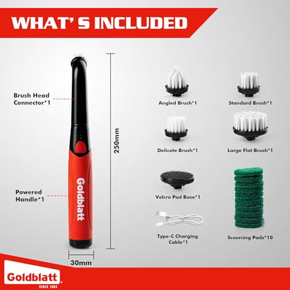 Goldblatt 18-Piece Cordless Electric Spin Scrubber Kit, Handheld Power Brush for Bathroom, Kitchen, Shower, Tile, Grout and Household Surfaces - style: Power Scrubber 18-Piece Kit