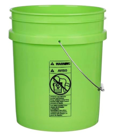 House Naturals 5 Gallon Premium HPDE Plastic Bucket - Made in USA Food Grade Storage Container, BPA Free All Purpose Pail (4, Lime) - color: Lime