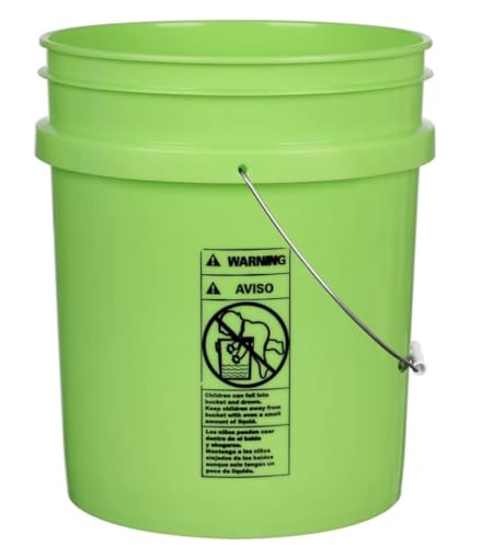 House Naturals 5 Gallon Premium HPDE Plastic Bucket - Made in USA Food Grade Storage Container, BPA Free All Purpose Pail (1, Lime) - color: Lime