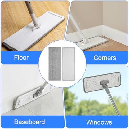 20 Pack 13 * 4.9" Generic Mop Pads Mop Head Refill Washable Wet/Dry Mops Flat Compatible with Most 11-13" Hook and Loop Flat Mops Mop Replacement Pads - color: Grey