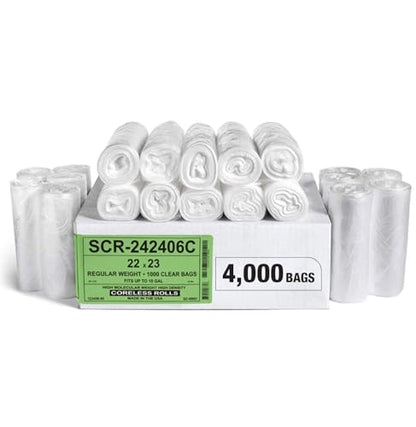 Aluf Plastics 6-8 Gallon Trash Bags Source Reduction Series Value High Density 6 MICRON (equiv) gauge - Intended for Home, Office, Bathroom, Paper, Styrofoam (Pack of 4000) - color: Clear, style: 7-10 Gal, 6 Micron Equiv, 4,000 Count