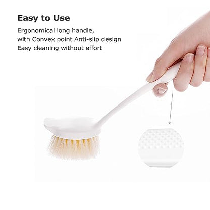 Facjoleco Dish Brush with Handle, Pot Brush, 2 Pack Kitchen Scrub Brushes for Cleaning, Dish Scrubber with Soft Bristles for Sink, Pots, Pans