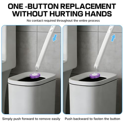 39 Pcs Toilet Deep Cleaning Set - Wall-Mounted Disposable Toilet Bowl Cleaner Wand with 18 Toilet Brush Refill Heads, 10 Pcs Crevice Cleaning Brushes, 10 Pcs Nitrile Gloves & 1 Pc Toilet Seat Lifter - size: 1 set