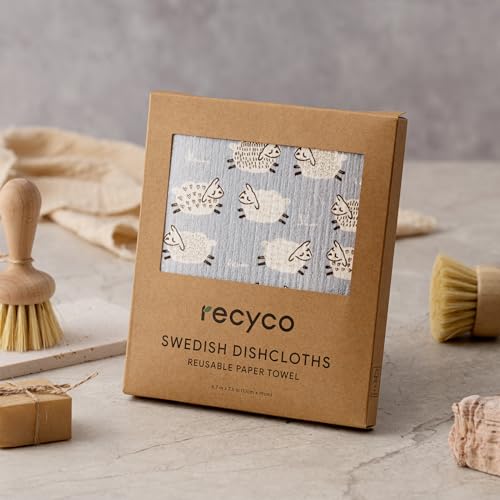 RECYCO Swedish Dishcloths for Kitchen | 6 Pack Farmhouse Friends Washable Dish Rags | Cellulose Reusable Cleaning Paper Towels | Absorbent Counter Dish Cloth Sponge Kitchen Wipes, 8" L x 7" W - color: Farmhouse Friends - 6 Pack