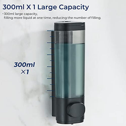 Pollock Shampoo and Conditioner Dispenser Wall Mounted, Shower Soap Dispenser 2 Chamber No Drill, Shampoo Dispenser for Shower, Body Wash Dispenser for Bathroom, Large Capacity, (Black 1 Chamber) - color: Black 1 Chamber