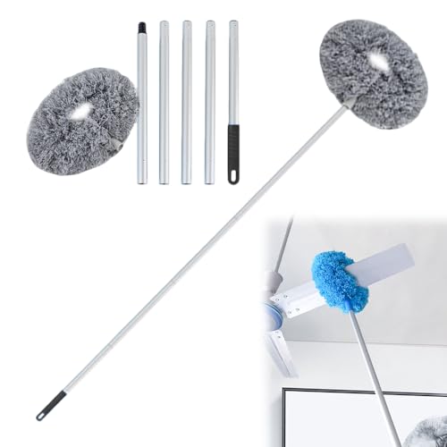 Ceiling Fan Cleaner Duster, Reusable Microfiber Duster with Extension Pole, Removable Dusters for Electric Fans Air Conditioning, Home Car Vents, Curtain (Grey-5Pole) - color: Grey-5pole