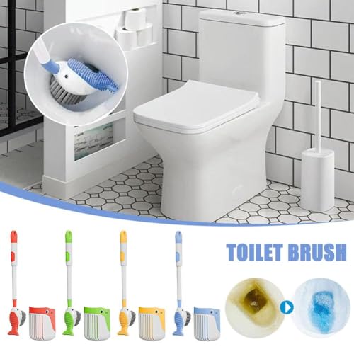 Suction Cup Toilet Brush Set, 2025 Wall-Mounted Toilet Cleaner with Built-in Liquid Dispenser & Quick-Dry Holder, Touch Free, Space-Saving Hygienic Bathroom Organizer for Home,RV,Boat (Yellow) - color: Yellow
