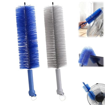 Fan Cleaning Brush Bendable Cobweb Duster Cobweb Duster, Bendable Fan Duster, Plastic Fan Cleaner Brush, Microfiber Head Dusting Brush (Blue+Gray) - color: Blue+gray
