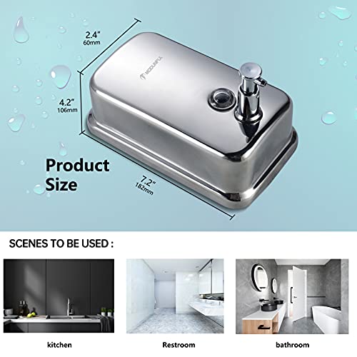 modunful Stainless Steel Soap Dispenser – 27oz Wall Mounted for Family Use, Brushed Nickel, Leak-Proof Pump, Durable Design for Busy Households - size: Vertical 27oz