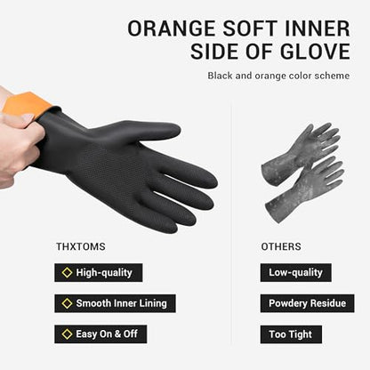 ThxToms 3 Pairs Dishwashing Gloves, Reusable Latex Cleaning Gloves for Housework Kitchen Bathroom, Durable Flexible & Anti-slip, Smooth Lining, Easy On & Off, Small, Black - size: Small(3 Pair)