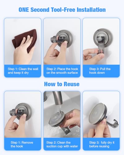 JOTPE Shower Hooks Suction Cup, Waterproof for Shower Heavy Duty Suction Cup Hooks, Bathroom, Glass, Door, Windows, Kitchen Hanging up to 11lbs, Easy to Install and Remove (4pack-Pink) - color: Pink