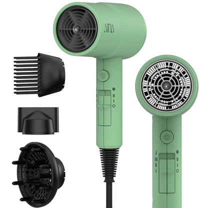 AINA Hair Dryer with Diffuser, Comb | Blow Dryer for Women Compact Travel Professional Ionic Blow Dry | Cold Shot Button 110V/ALCI (Jade Green) - color: Jade Green, size: 4 Piece