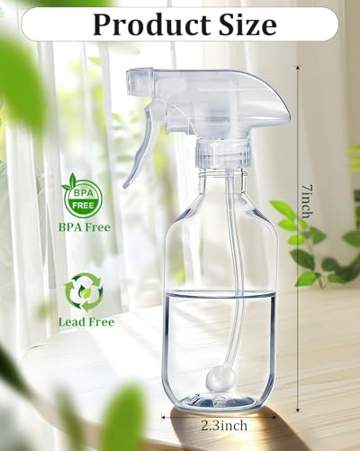 2 Pack 360° Spray Bottles, 10 oz Plastic Small Containers with Adjustable Spray Nozzles, Spray Bottles for Hair, Cleaning Solutions, BBQ and Plants Amber&Clear - color: Amber&Clear, size: 10 Ounces