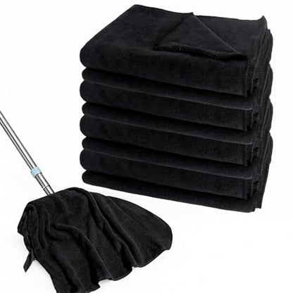 4 Pcs Extra Large Microfiber Cleaning Cloth 30 x 20 Inch Reusable Thick Cleaning Towel Washable Solid Color Microfiber Towel for Home Office Window Cars Glass (Black) - color: Black