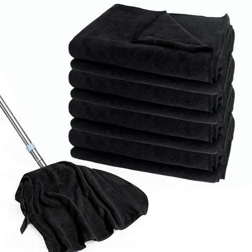 4 Pcs Extra Large Microfiber Cleaning Cloth 30 x 20 Inch Reusable Thick Cleaning Towel Washable Solid Color Microfiber Towel for Home Office Window Cars Glass (Black) - color: Black