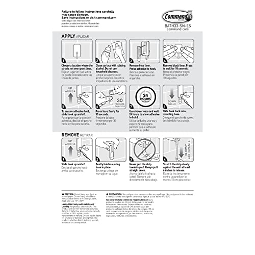 Command BATH33-SN-ES Bath Hooks, Satin Nickel, 4 Count - color: Satin Nickel, size: 4 Pack