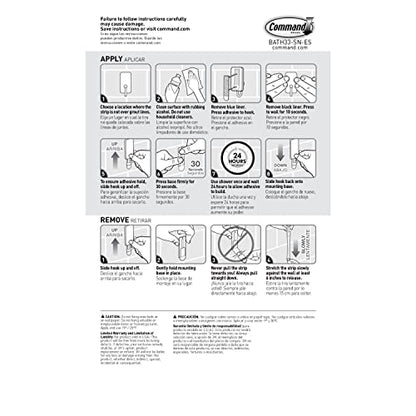 Command BATH33-SN-ES Bath Hooks, Satin Nickel, 4 Count - color: Satin Nickel, size: 4 Pack