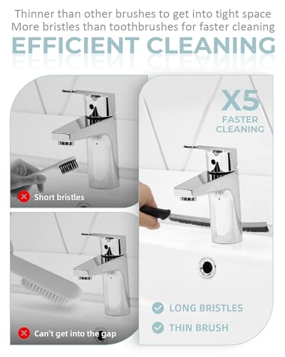 SXhyf Cleaning Brush - Hard Bristle Crevice Cleaning Brush, Multifunctional Gap Scrub Brush, Kitchen Essentials, Bathroom Cleaner Tools for Household Use, Home, Window, Toilet, Stove - color: Black Bristle Black Handle