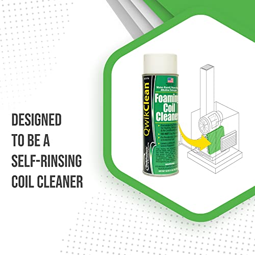 QwikProducts Foaming Coil Cleaner for AC Unit, Heating, Refrigerator, Air Conditioner No Rinse Coil Cleaner Spray Breaks Down Dirt, Dust, Grease, and Oil - size: 18 Ounce (Pack of 1)