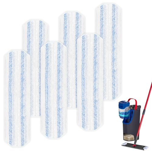 6 Pack H2prO Mop Pads Compatible with O Ceda H2PrO Flat Mop System, Reusable Mop Pads, Microfiber Mop Heads Replacements for Ocedar Flat Mop, Washable Microfiber Mop Cleaning Refills Pads