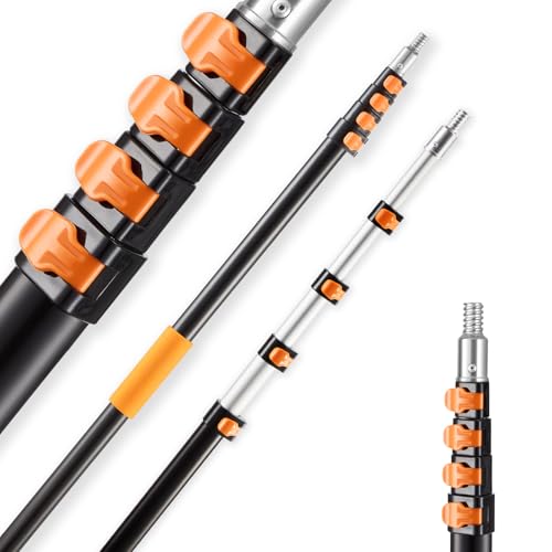 VEVOR Telescopic Extension Pole, 4.66-19 FT Multi-Purpose Extendable Pole, Sturdy Aluminum Alloy Paint Pole Extension with Flip-Lock Design, High Reach Roller Stick for Painting, Dusting and Cleaning - style: 5-19 FT