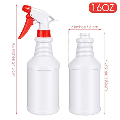 16 Oz Spray Bottle 12 Pack, Empty Refillable Plastic Spray Bottles Bulk for Cleaning Solution Hair Plants, Reusable Mist Sprayer for Kitchen BBQ Commercial and Residential