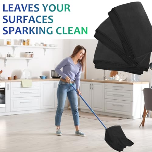 Newwiee 6 Pcs Extra Large Microfiber Cleaning Cloth 30" x 20" Washable Reusable Microfiber Towel Streak Free Lint Free Cloth for Cleaning Home Glass Office Window Bathrooms (Black) - color: Black