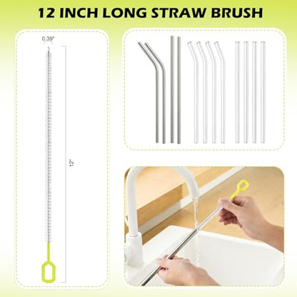 2 Pack 14 Inch Bottle Brush & 12 Inch Straw Brush Cleaner Set - Heavy Duty Kitchen Bottle Brushes for Cleaning Water Bottles, Mugs, Sippy Cups & Tumblers, Lab Use (Large) - size: with 10mm Straw Brush