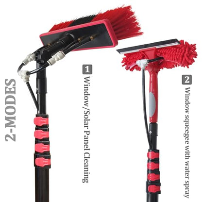 20ft Water Fed Pole Brush with Squeegee Kit Telescoping High Reach Window Cleaning Tool with Soap Dispenser Extension Solar Panel Cleaner for Household