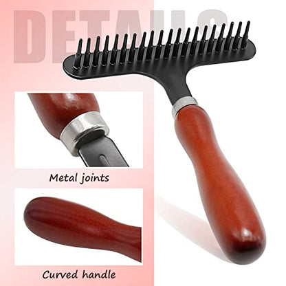 MDEOOSKY 2-in-1 Pet Grooming Tool and Carpet Rake, Handheld Rug Groomer for Matted & Dog Cat Hair Cleaner for Short Pile Rugs, Easy Clean (Black)