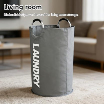 A large 90 liter laundry basket that can be folded for easy carrying. Suitable for bathrooms, laundry rooms, and travel (grey) - color: grey