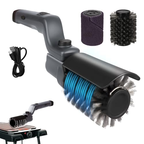 Upgraded Electric Grill Brush, Cordless Rechargeable Grill Cleaning Brush with Adjustable Angle, Stainless Steel Brush Head, 3-Speed Power, 90-Min Runtime, Waterproof Cleaner for BBQ Grates (Gray) - color: Gray