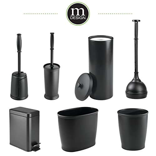 mDesign Small Modern 1.3 Gallon Rectangle Metal Lidded Step Trash Can, Compact Garbage Bin with Removable Liner Bucket and Handle for Bathroom, Kitchen, Craft Room, Office, Garage - Black - color: Black, size: 1.3 Gallon
