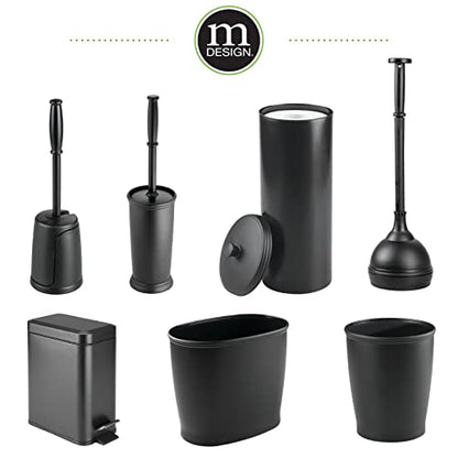 mDesign Small Modern 1.3 Gallon Rectangle Metal Lidded Step Trash Can, Compact Garbage Bin with Removable Liner Bucket and Handle for Bathroom, Kitchen, Craft Room, Office, Garage - Black - color: Black, size: 1.3 Gallon