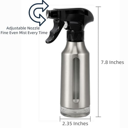 Oil Sprayer for Cooking 180ml, Olive Oil Mister with Fine Mist Trigger, Stainless Steel Refillable Glass Dispenser Bottle 6.35oz for Air Fryer BBQ Salad & Baking (Black+Stainless Steel) - color: Black+Stainless Steel