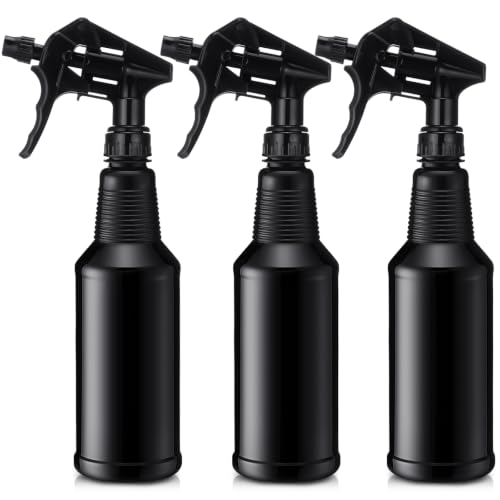 Honeydak 3 Pack Plastic Spray Bottles 48 oz Heavy Duty Opaque Spray Bottles UV Light Blocking Refillable Reusable Leak-proof Sprayers for Cleaning Solution Kitchen Garden Home Plant(Black) - color: Black, size: 48 oz