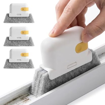 2026 New Magic Window Track Cleaner Set – Handheld Multipurpose Cleaning Brush Windows Screen Brush for Window Grooves, Tile Grout Lines, Shutter Slats, Car AC Vents & Narrow Gaps (3pcs Yellow) - color: 3pcs Yellow