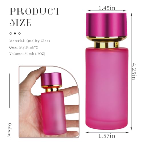 2pcs 50ml Glass Spray Bottle for Perfume,Refillable Travel Perfume Atomizer Bottles,Pink Portable Cologne Atomizer Empty Bottle.(Pink*2) - color: Pink*2