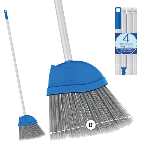 Angle Broom, 13" W Head, Large Style, Made w/Recycled Soda Bottle Bristles, & Aluminum, Includes Swivel Hang Cap for Storage -by LOLA, 1 Pack - size: Aluminum Handle, style: Large Angle Broom
