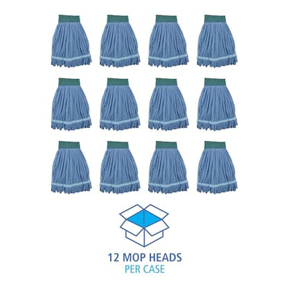 Boardwalk BWKMWTMBCT Microfiber Looped-End Wet Mop Heads, Medium, Blue (Carton of 12) - color: Blue