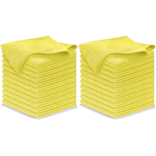 USANOOKS Microfiber Cleaning Cloth Yellow - 24 Pcs 12.5"x12.5" - High Performance - 1200 Washes, Ultra Absorbent Towels Weave Grime & Liquid for Streak-Free Mirror Shine - Car Washing Cloth - color: Yellow, size: Pack of 24