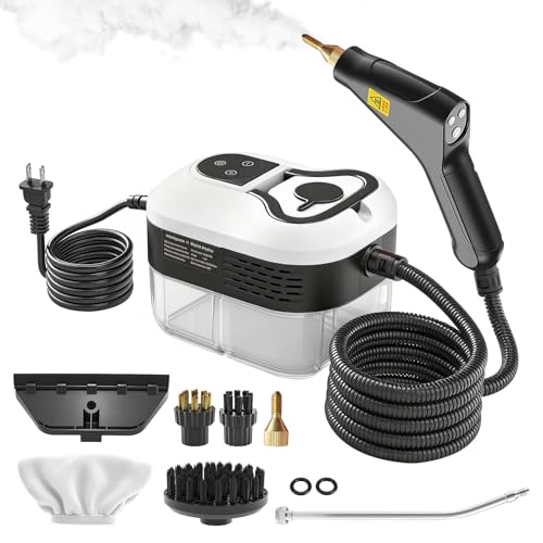 Powerful 2500W Handheld Steam Cleaner,15s Fast Heat-Up & High-Pressure Steam, 6-Level Adjustable Settings for Deep Cleaning on Floors, Kitchen, Bathroom, Car, Grout (White)