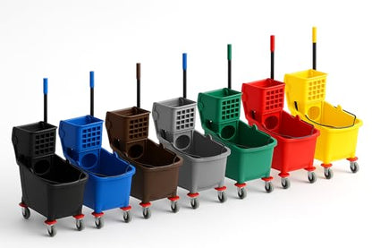 Blue 35-Quart Commercial Mop Bucket with Side-Press Wringer – Heavy-Duty Cleaning System for Restaurants, Hotels, Schools, Offices, and Industrial Floor Maintenance - color: Blue