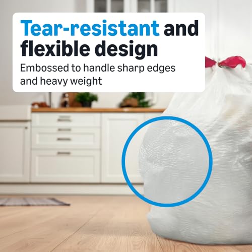 Amazon Basics Ultra-Force Tall Kitchen Drawstring Trash Bags, Classic Clean Scented, 13 Gallon, 80 Count, Pack of 1, Packaging May Vary